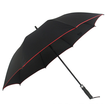 Promotional Large Size Windproof Stick Golf Umbrella with Safety Reflective Strip